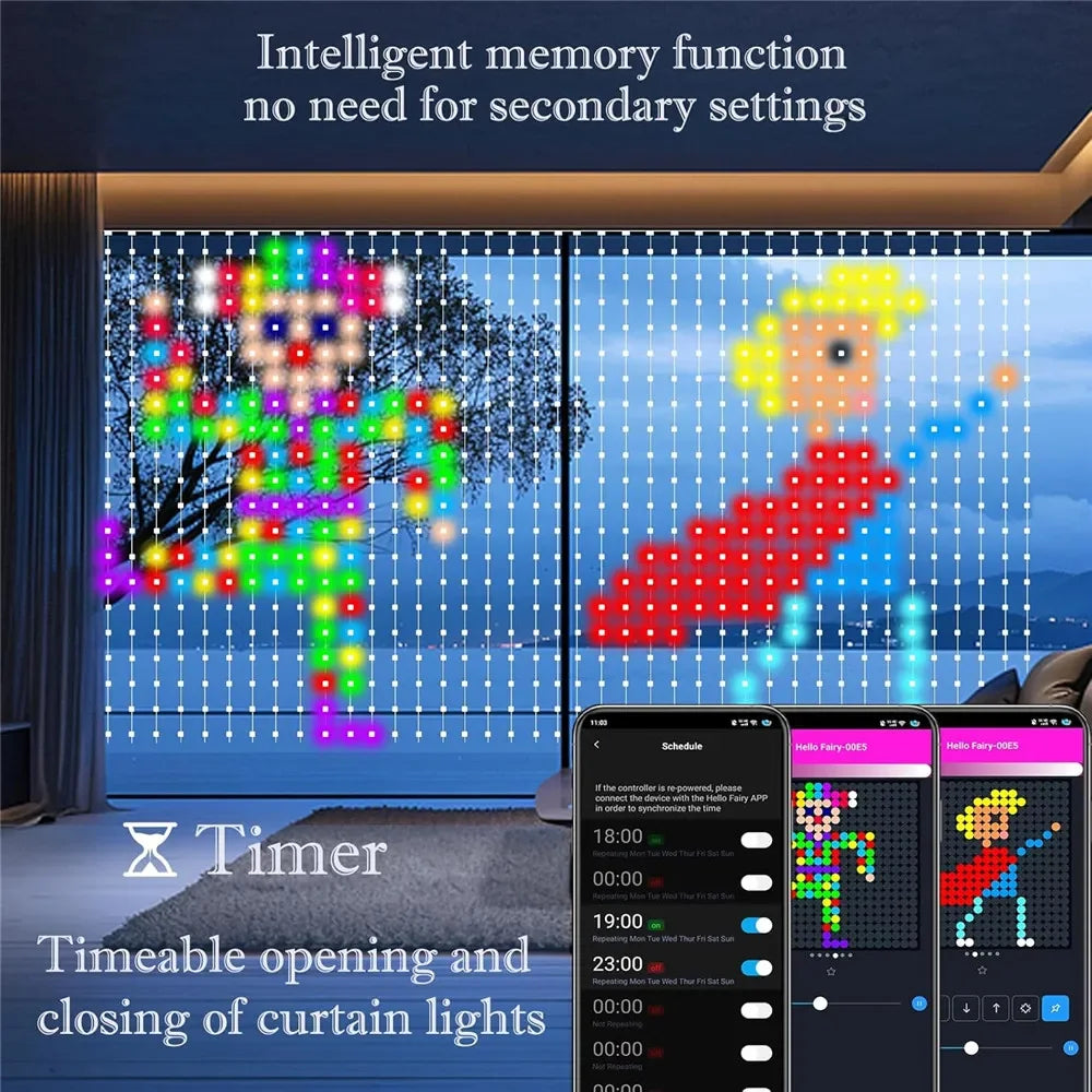 400-800 LED RGB WiFi Smart Curtain Lights with App Controls and Remote, Party Lights for Christmas and Halloween