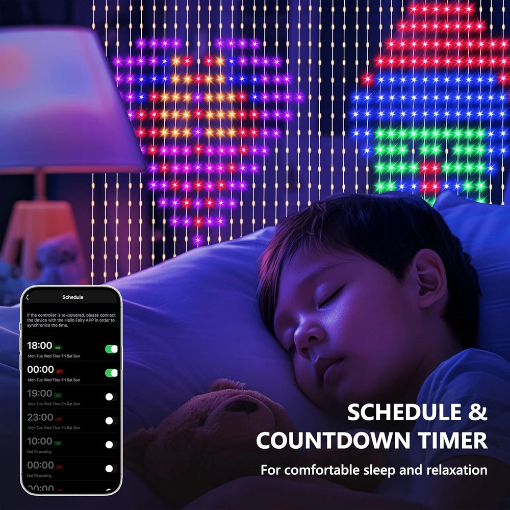 400-800 LED RGB WiFi Smart Curtain Lights with App Controls and Remote, Party Lights for Christmas and Halloween