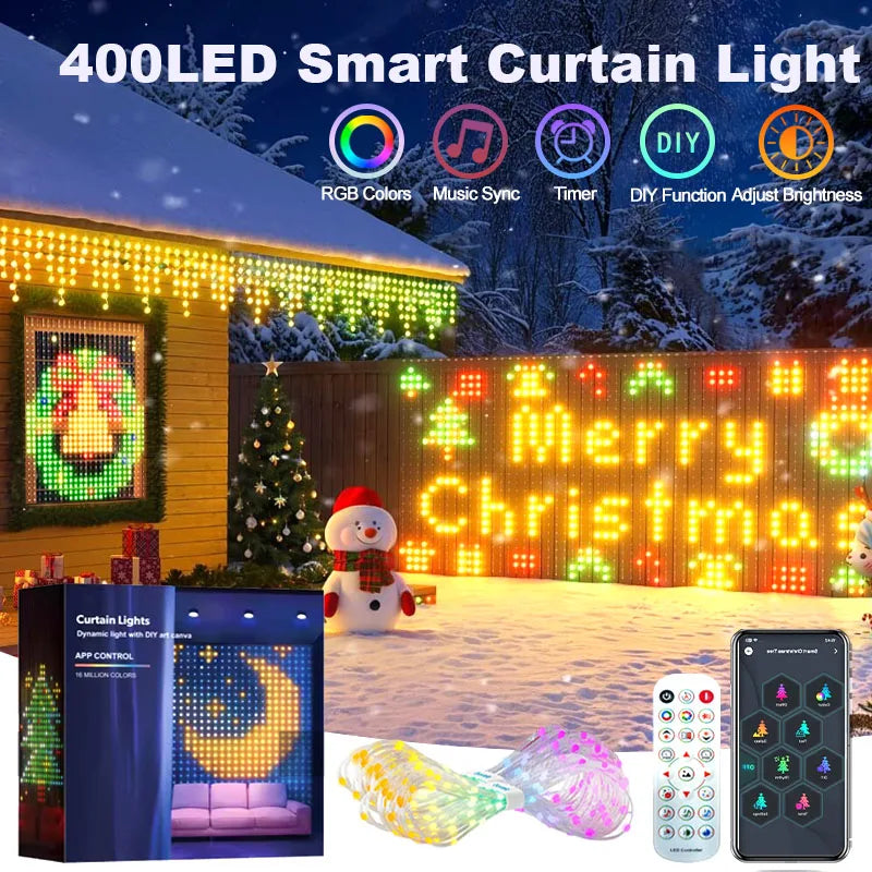 400-800 LED RGB WiFi Smart Curtain Lights with App Controls and Remote, Party Lights for Christmas and Halloween